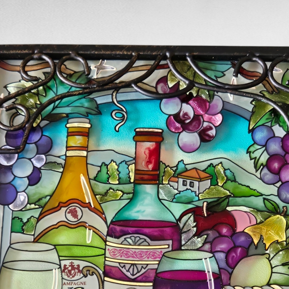 AMIA Hand Painted Glass Wine Vineyard Picture Frame 3" x 4" - Picture 4 of 12